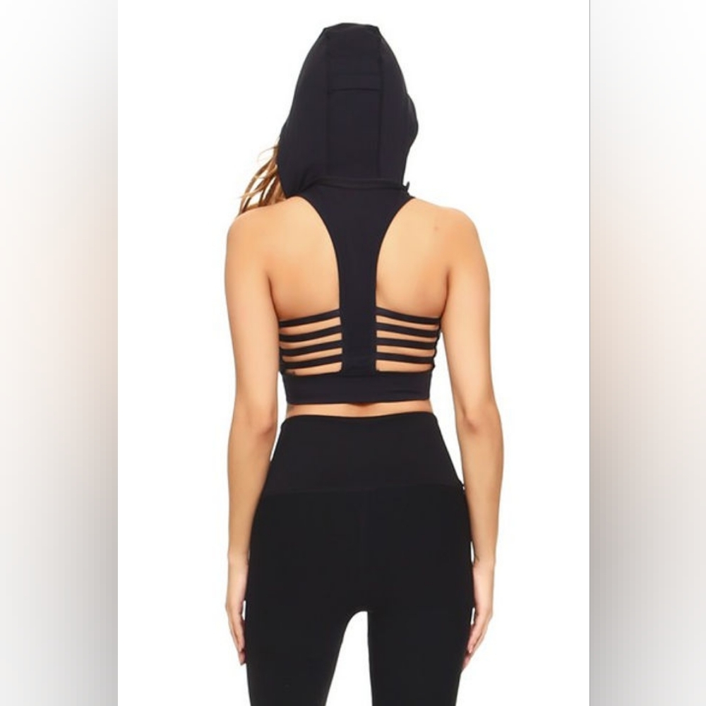 Black Hooded Sports Bra